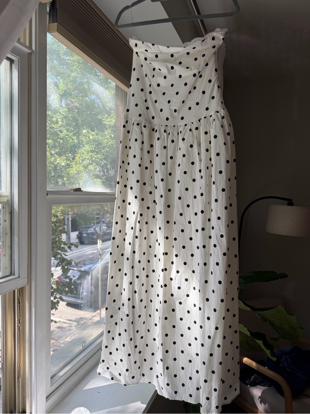 Peppermayo White Maxi Dress with Black Polka Dots